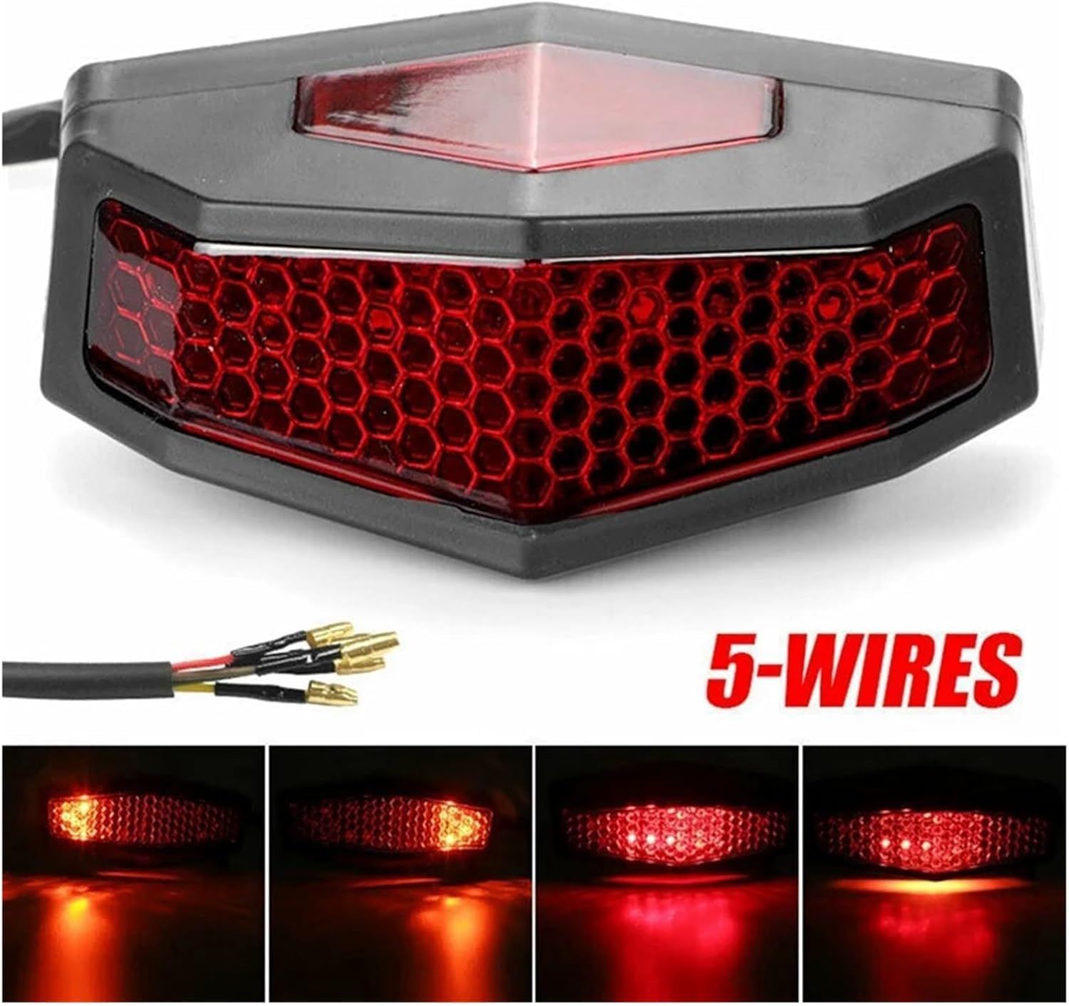 Fanale posteriore per moto Indicatori di direzione a LED 5 in 1 per moto, luci posteriori, luci di stop, luci targa, luci posteriori universali rosse