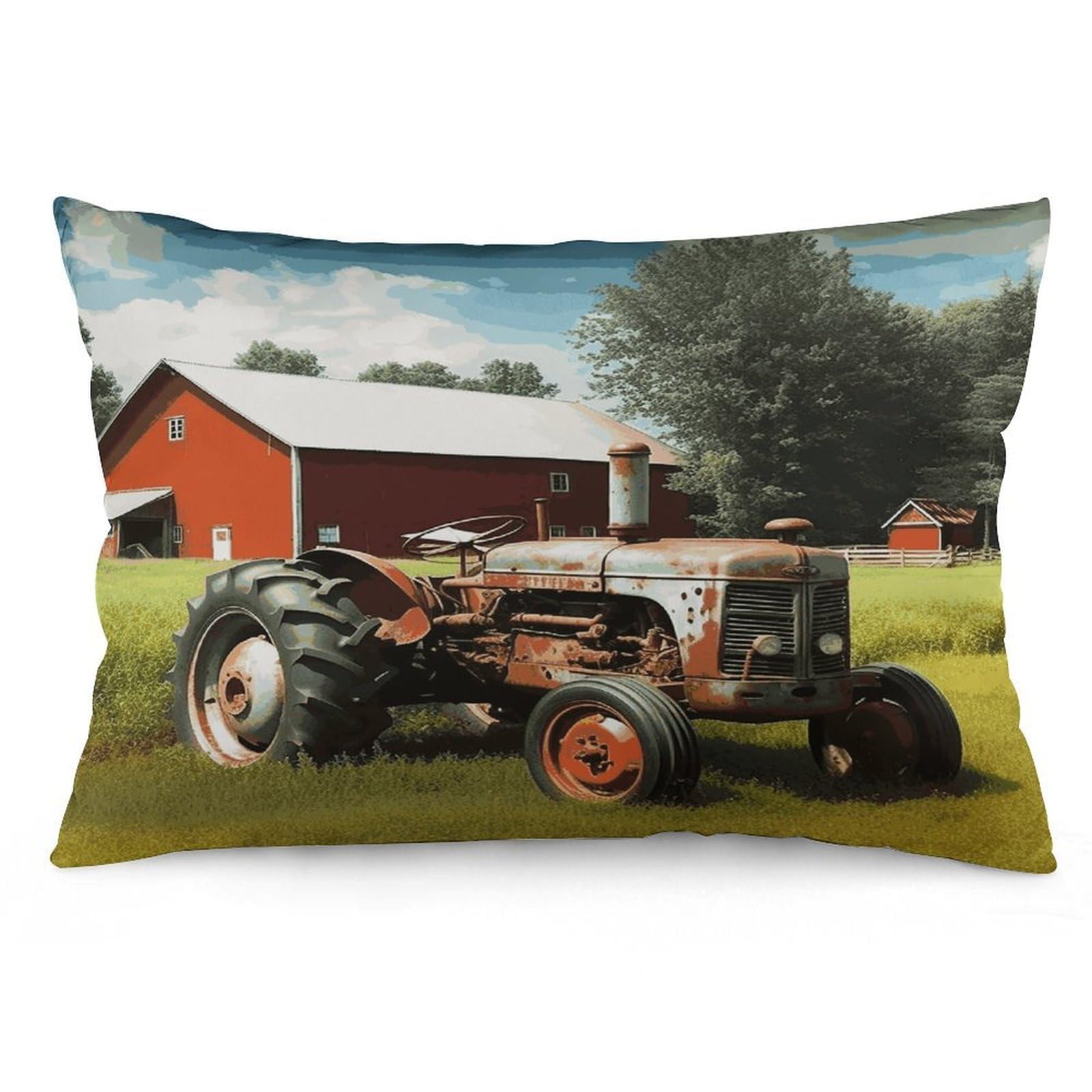 FekiLoot Company Farm Tractor Pillowcases Super Soft Cozy Lumbar Decorative Throw Pillow Covers Plush Pillow Shams with Zipper Double-Sided Decorative Pillows Shells for All Seasons