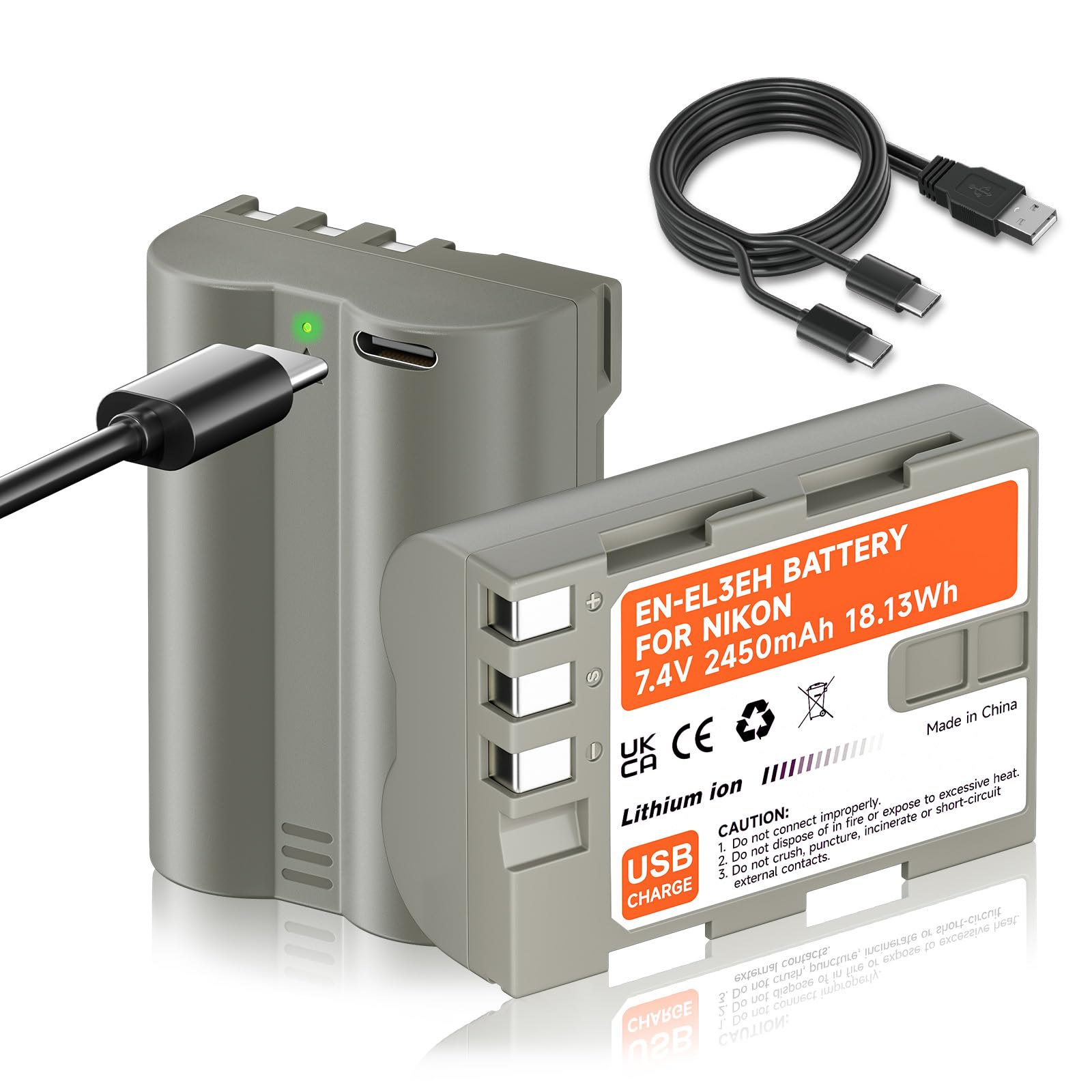 Nikon En-el3a EN-EL3e Battery With USB-C Charging Port For Nikon