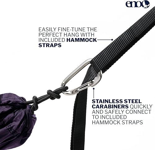 Miniatura 4 de ENO TravelNest Hamaca y Correas Combo - Hamaca Portátil de Senderismo y Camping con Correas Incluidas - Hamaca de Viaje para Camping, Senderismo,