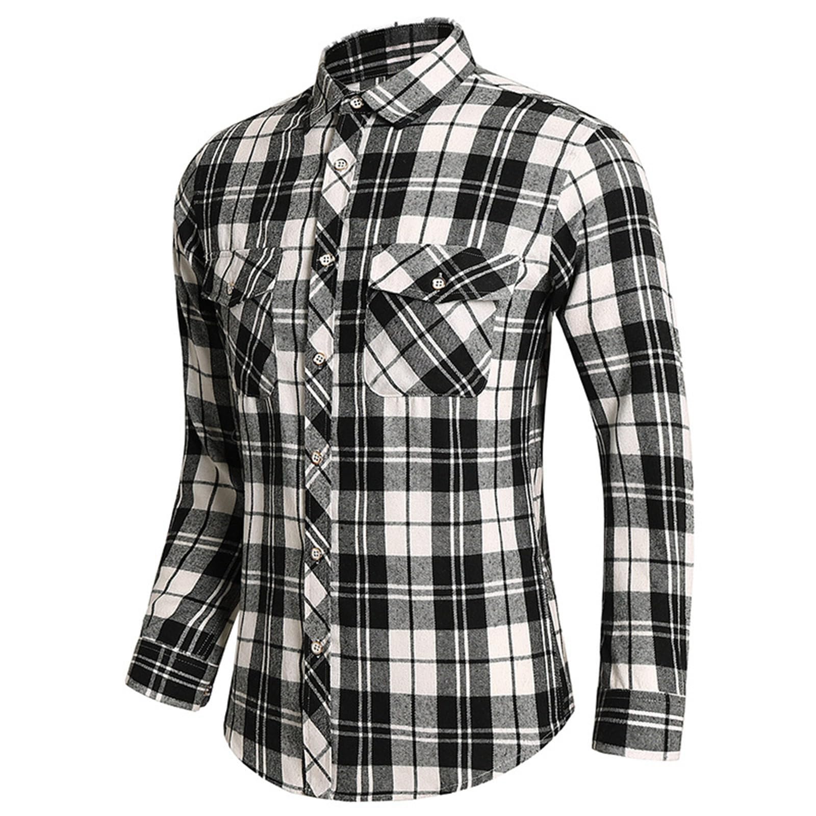 Generico Camicia Uomo Hawaiana-Camicia da in Flanella Calda e Spessa, Comoda, da, Autunno e Inverno, Casual, a Maniche Lunghe, con Risvolto Scozzese, con Tasche
