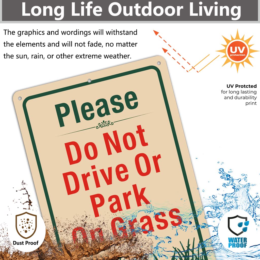 No Parking Sign FHEGI 2PC Please Do Not Drive Or Park On Grass Yard ...