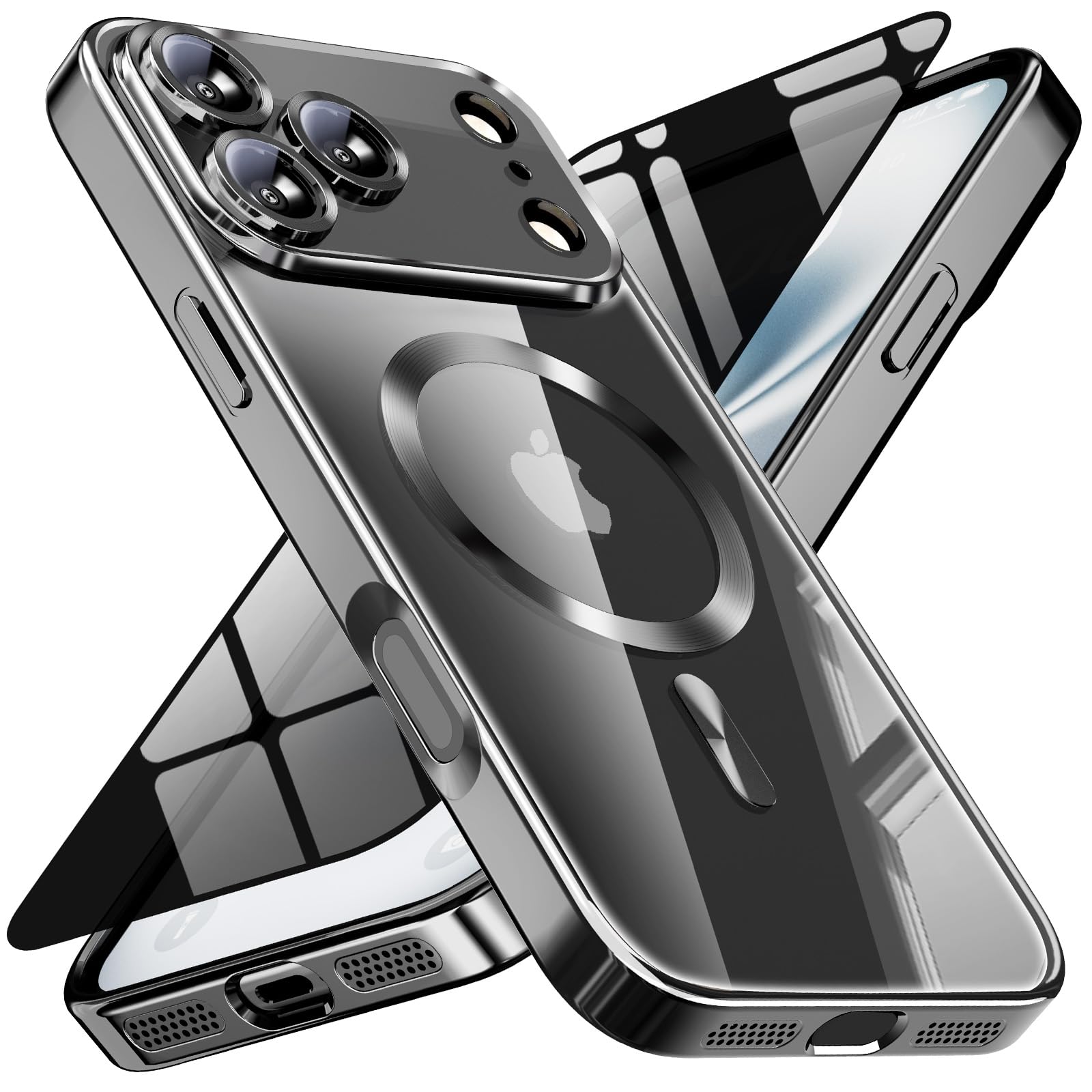 Magnetic for iPhone 17 Pro Case with Privacy Screen Protector &amp; Full Camera Cover,[Non-Yellowing] Shockproof Clear Phone Case Compatible with MagSafe Women Girls for iPhone 17 Pro
