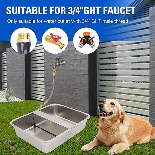 Miniatura 6 de Dispensador automático de agua para perros, canal de agua para ganado, 4 galones, alimentador de agua de acero inoxidable de gran tamaño para