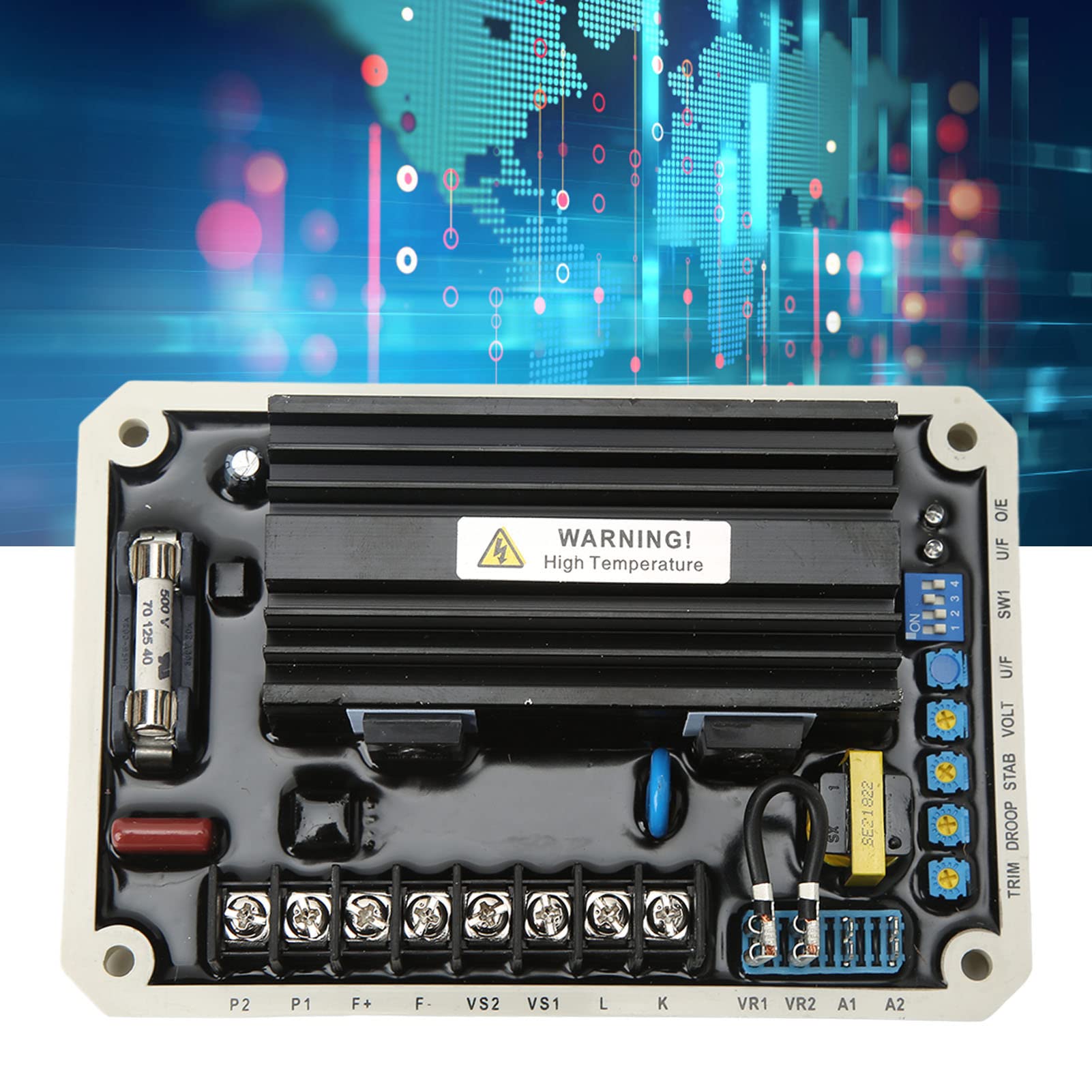 Omabeta Regulador de Voltaje del Generador sin Escobillas Control Estable para Generador Diésel AVR 170-510V Material ABS