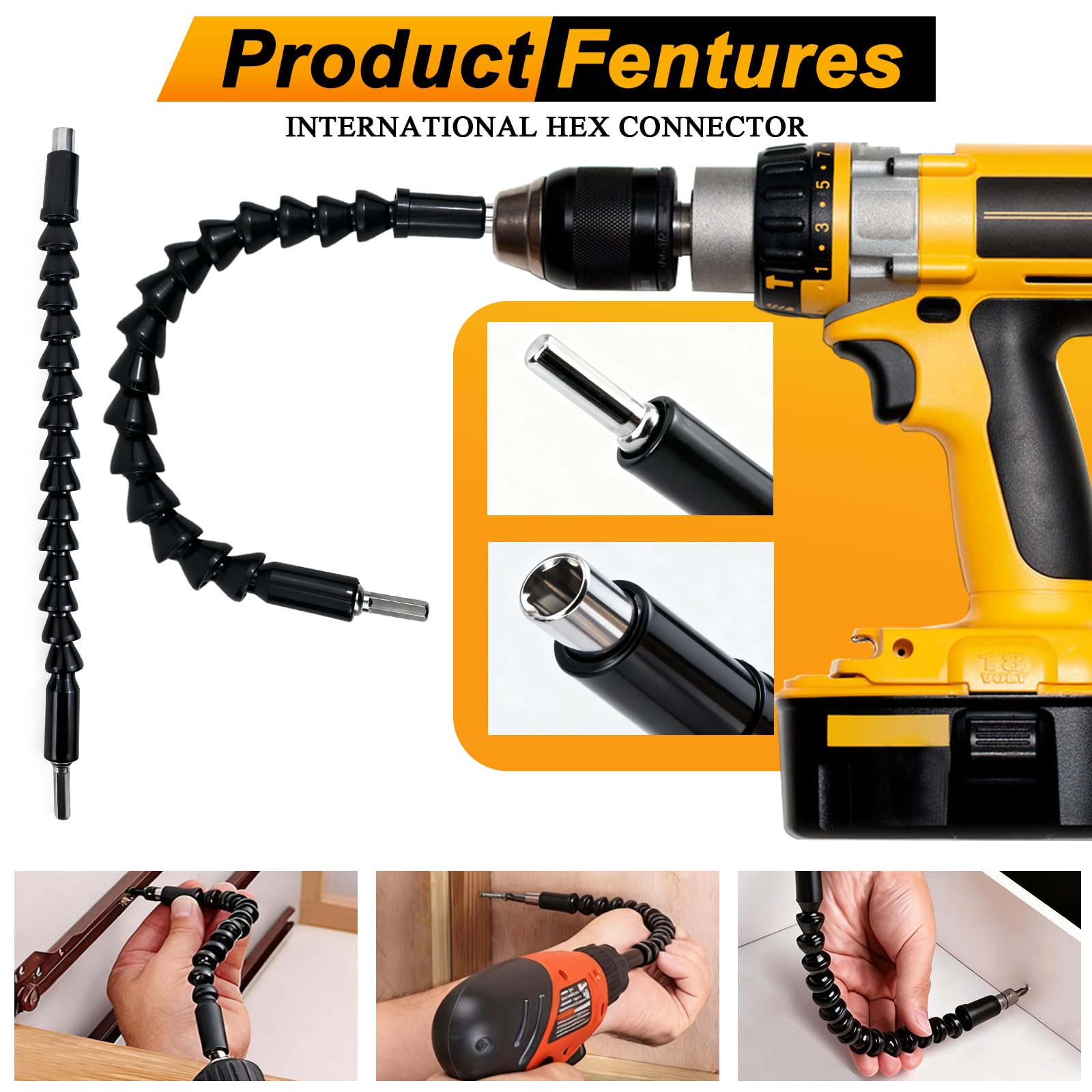 Pmueuff Kit 20 Pièces Renvoi D’Angle Visseuse 105° – Embouts Flexibles & Courts Pour Espaces Confinés, Perceuse & Tournevis