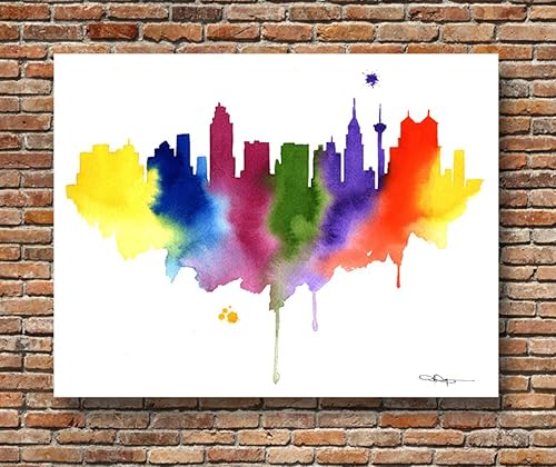 "San Antonio skyline Abstract Acuarela Arte impresión por artista Dj Rogers