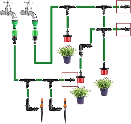 Miniatura 6 de Accesorios de enchufe de extremo de riego por goteo de 14", 60 conectores de tapa de extremo de púas por goteo para tubos de riego de 14 de pulgada,