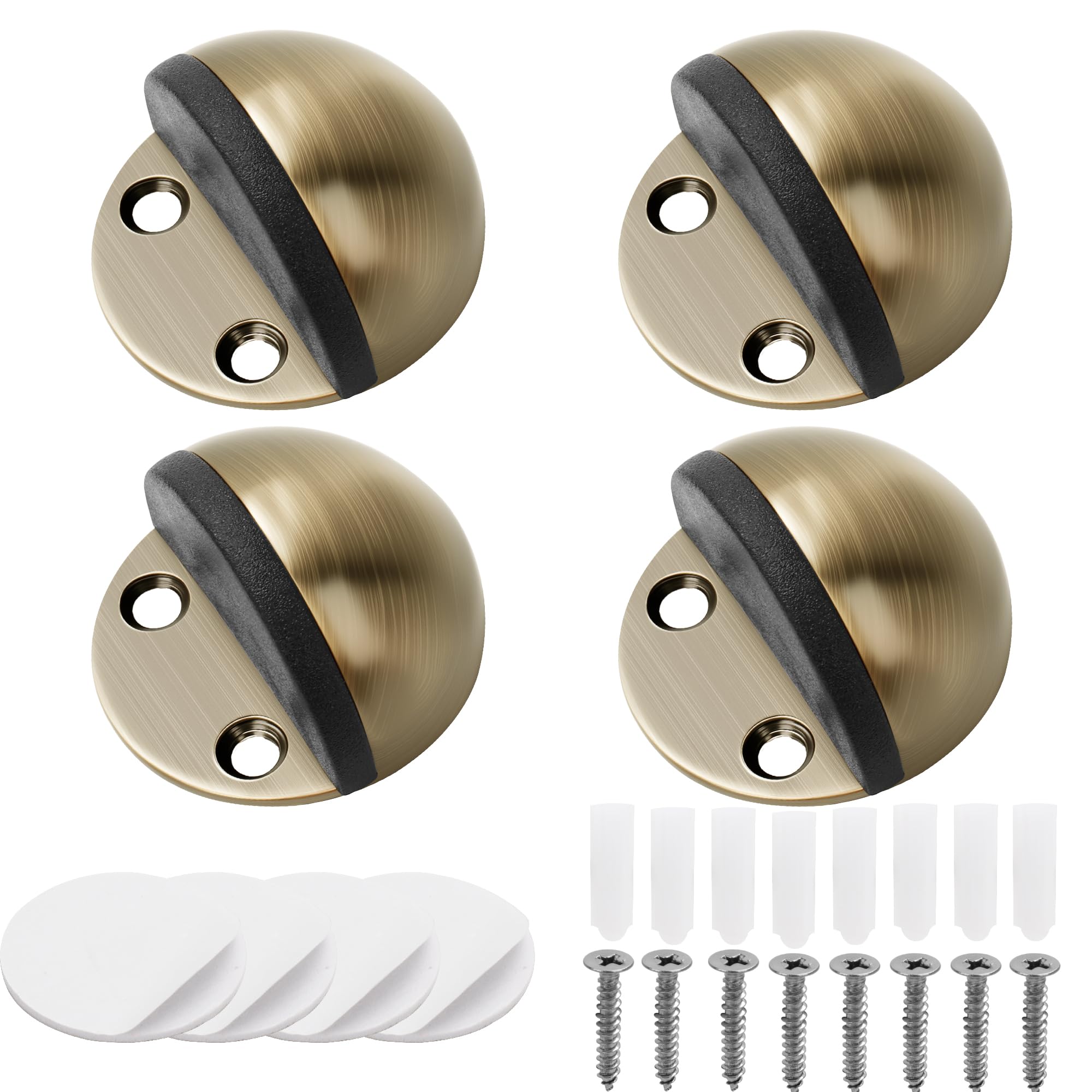 Photo 1 of Self-Adhesive Floor Door Stoppers, Oval Stainless Steel Door Stop for Floor, with Screws and self-Adhesive with Glue for Hard Floor Concrete Floor(Bronze,4 Pcs)