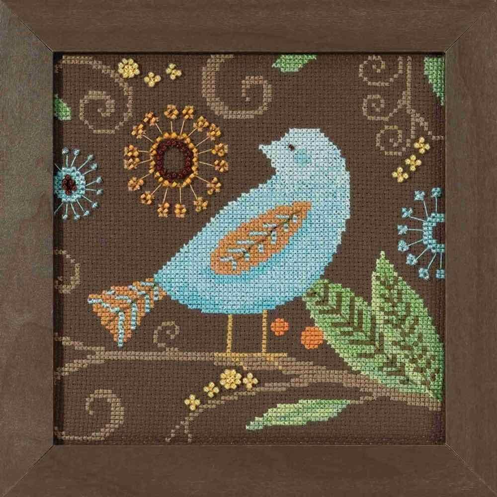 Mill Hill Aqua Bird Beaded Counted Cross Stitch Kit 2018 Debbie Mumm Out On A Limb Collection DM301814