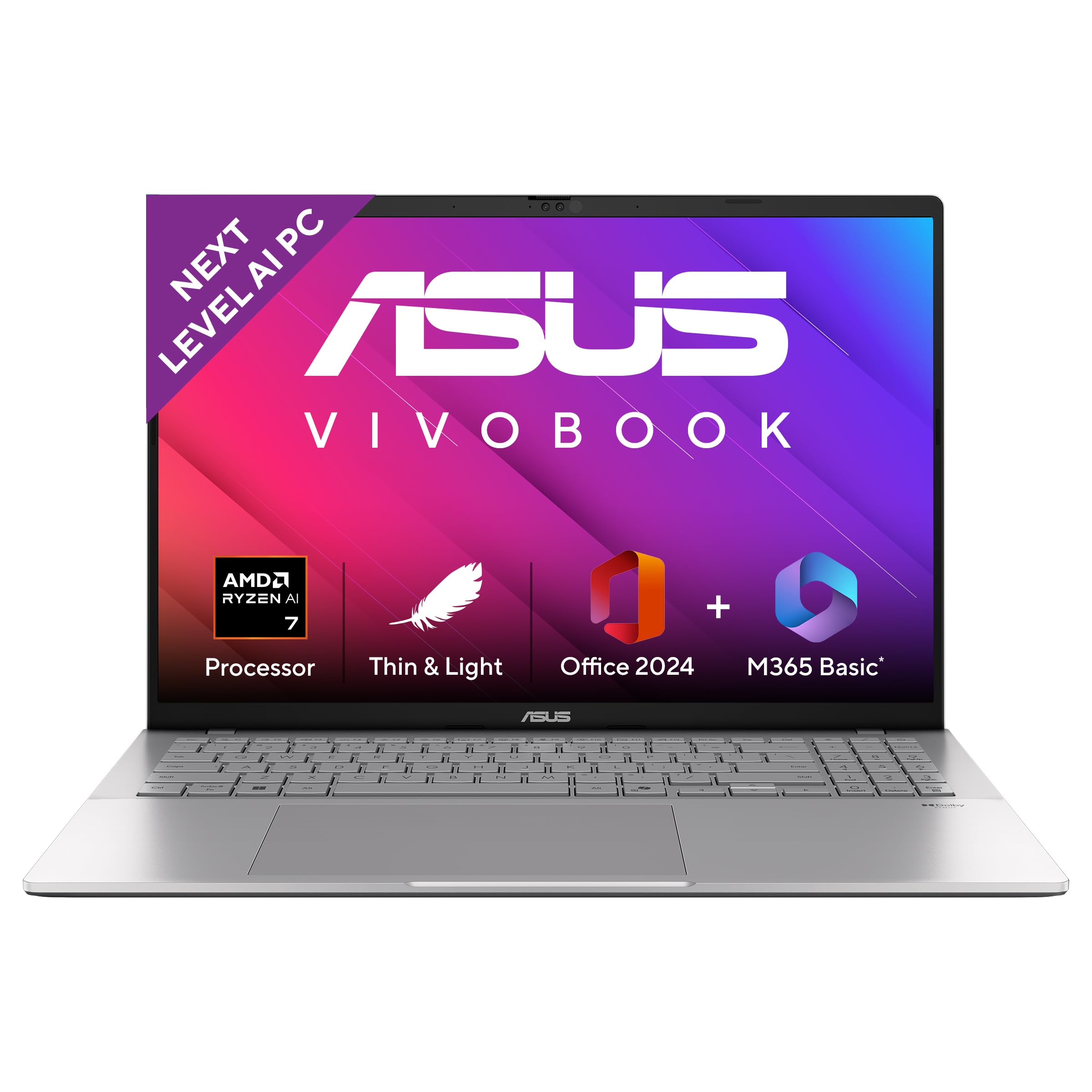 ASUS Vivobook S16 (2026), AMD Ryzen AI 7 445, AMD Radeon iGPU, 16GB RAM, 1TB SSD, OLED, 16", (40 cm), Windows 11, M365 Basic(1 Year)* Office 2024, Cool Silver, 1.70 kg, M3607GA-SH050WS, Co-Pilot+ PC-image-31