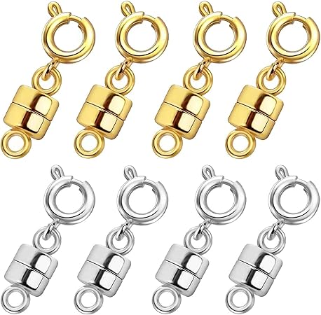 Magnetic Necklace Clasps and Closures 18K Gold and Silver Plated Bracelet Converter Clasp,Suitable for Necklaces Chain Extender