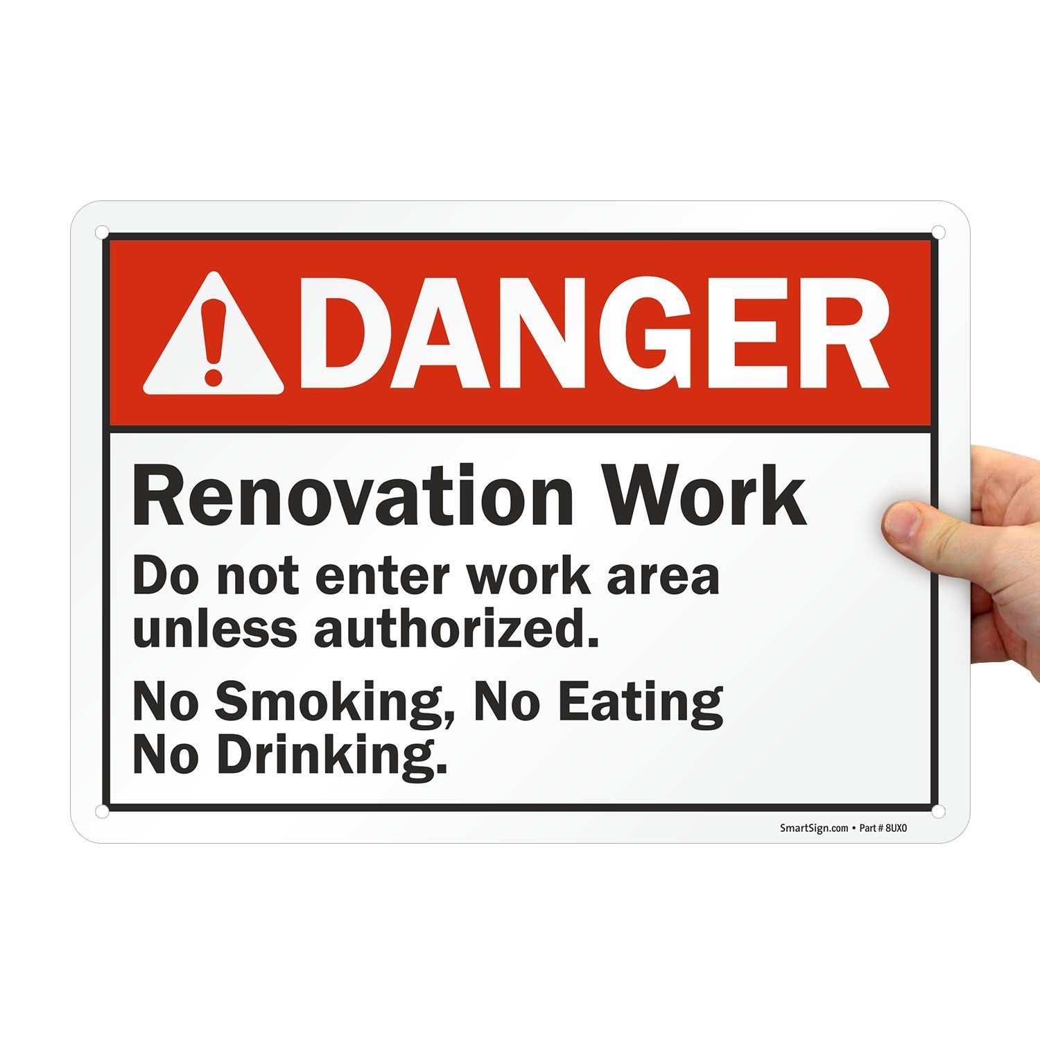 Panneau Danger Renovation Work Do Not Enter pour interdire l'accès de zone