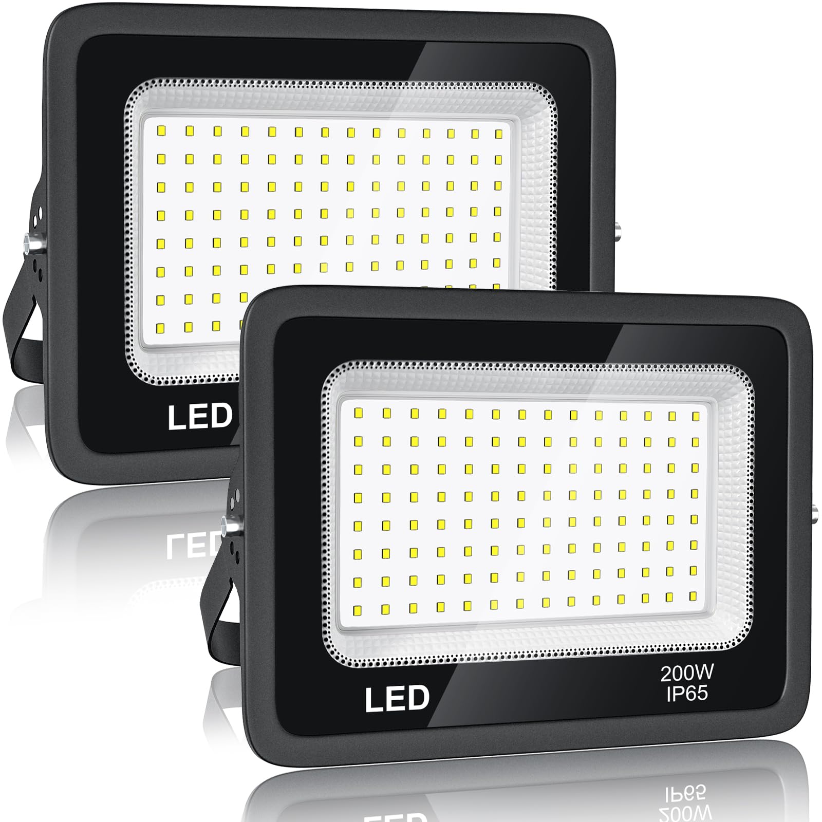 2 Piezas Focos LED Exterior 200W, Foco Proyector Led Blanco Fría 6500K, 20000LM Foco LED, IP65 Impermeable Proyector LED exterior para Patio, Terraza, Jardín, Garaje, Naves