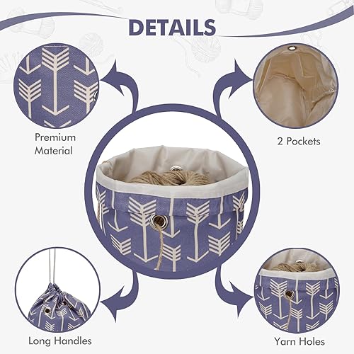 Vista 19 de TOGETRUE Bolsa de hilo, pequeña bolsa de ganchillo para tejer, organizador de bolsas de almacenamiento de hilo portátil para proyectos de ganchillo