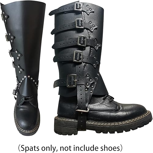 Miniatura 3 de Polainas medievales para hombre, de piel sintética, funda para botas de caballero vikingo, guerrero, armadura, protección de piernas, un par, color