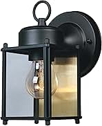 DESIGNERS FOUNTAIN Preston Outdoor Light Fixture, 8 Inch Exterior Wall Lantern Sconce for Front Door, Patio and Porch, Black, 1161-BK