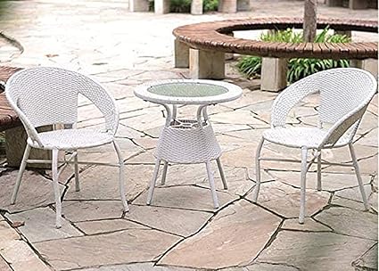 PRATHAM INDIA Beautiful Outdoor Garden Furniture Set for Coffee Table, Balcony Furniture, Office Furniture Patio Seating Set (Standard, White (2 Chair 1 Table))