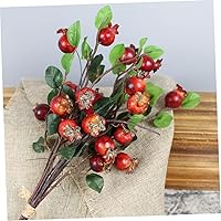 Vista 8 de Ramo floral de 5 tallos de bayas sintéticas, ramo de bayas de granada, mini plantas, ramas de rosa mosqueta sintética, tallos de bayas artificiales