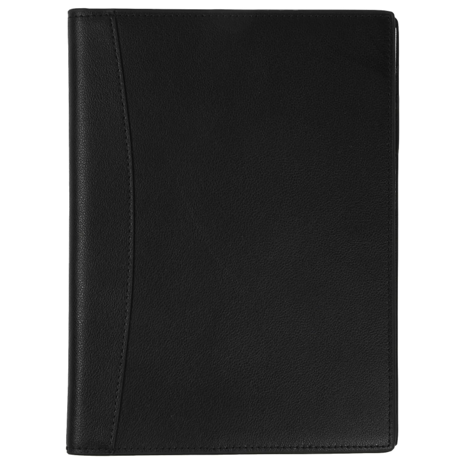 A5 Notebook Cover, Genuine Leather, Notepad Cover, Memo Pad Cover, Leather, Holds 2 Books, Pen Holder Included, Pocket (Black) : Office Products