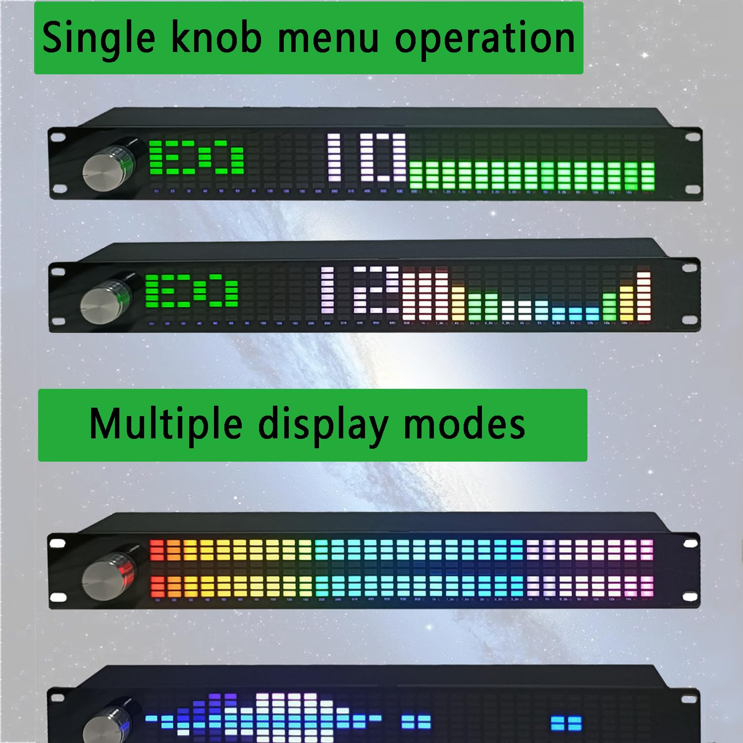 Pantalla De Espectro Musical A Todo Color De 31 Bandas, Ecualizador De Espectro Musical, Ajuste Síncrono Dual De 15 Segmentos, Ajuste De Ganancia Independiente, Montaje En Rack De 1u, para