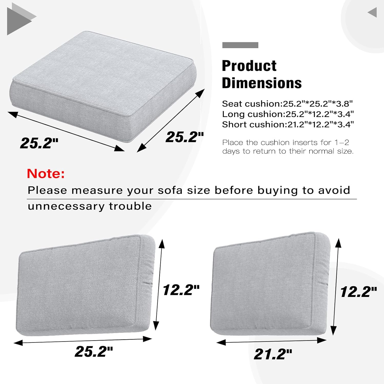 LayinSun Outdoor Furniture Replacement Cushions for 6 Seat Patio Rattan Wicker Sectional Conversation Sofa Set, 14-Piece Cushions Set