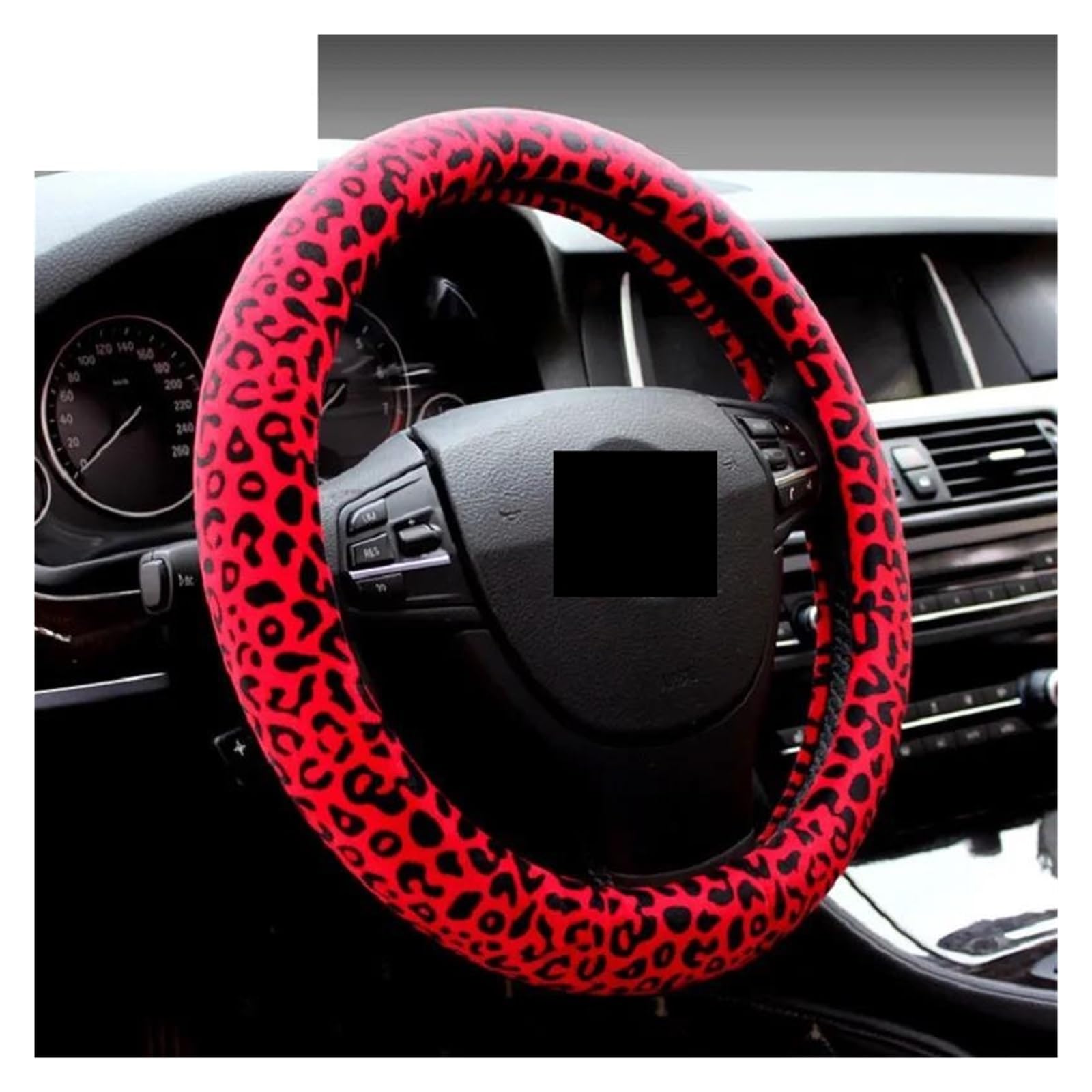 Fundas Bonitas para Volante De Piel con Estampado De Leopardo, Tamaño para Niñas 38cm Se Adapta Mayoría De Estilos De Coches Invierno Cálido Funda Volante Cubiertas Volante(Red)