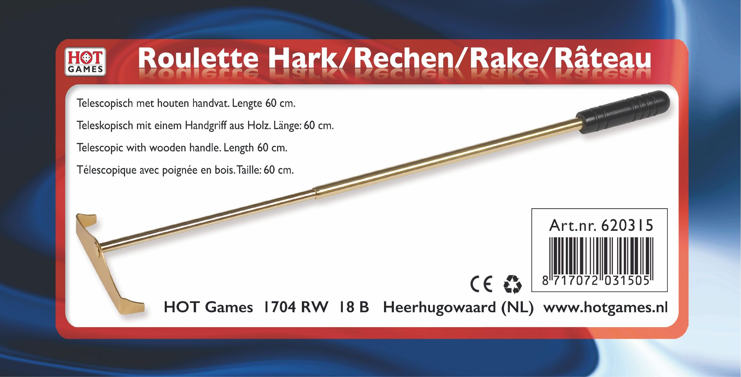 HOT Jeux Roulette râteau 60 cm télescopique. Métal/bois