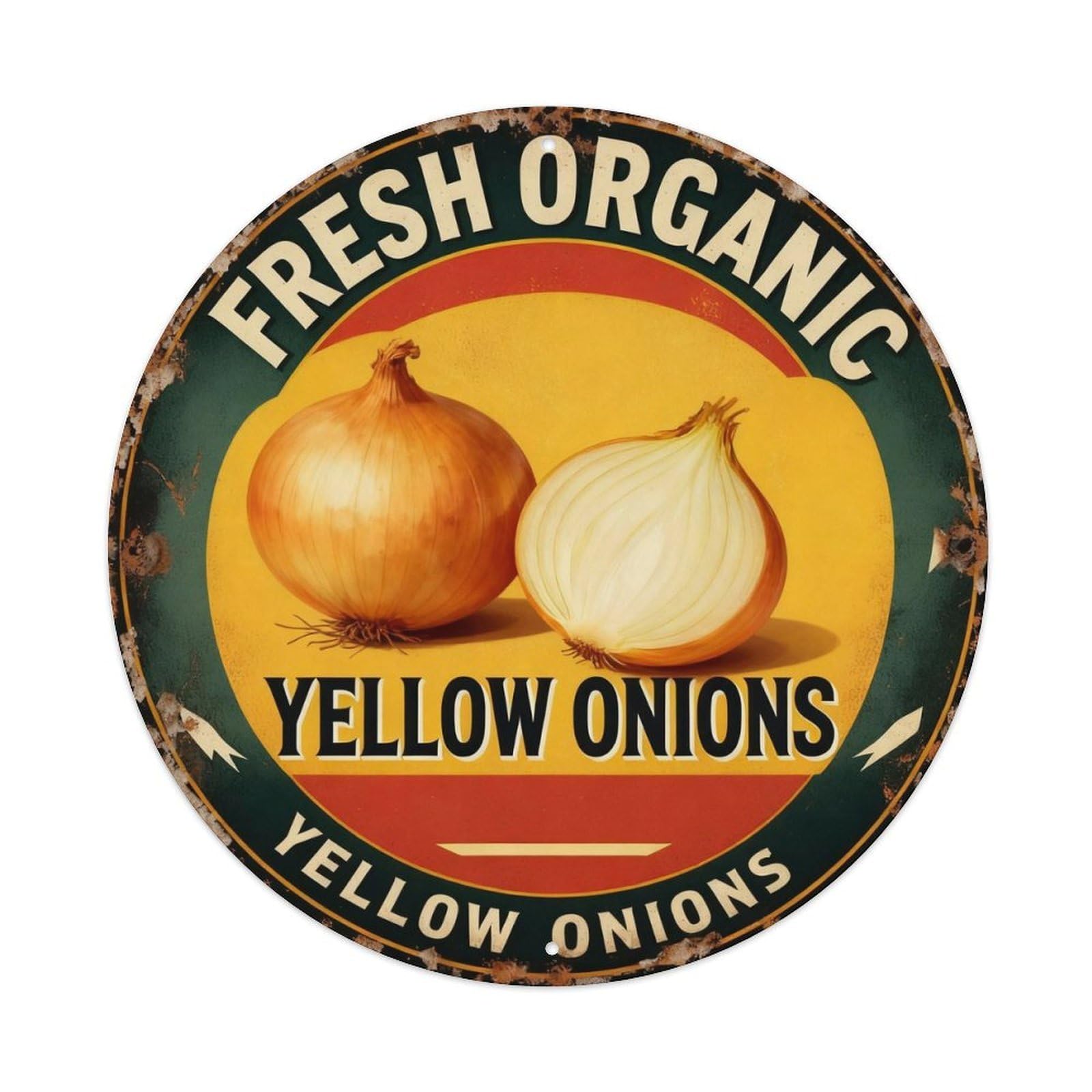Fresh Organic Yellow Onions Metal Tin Sign Plaque