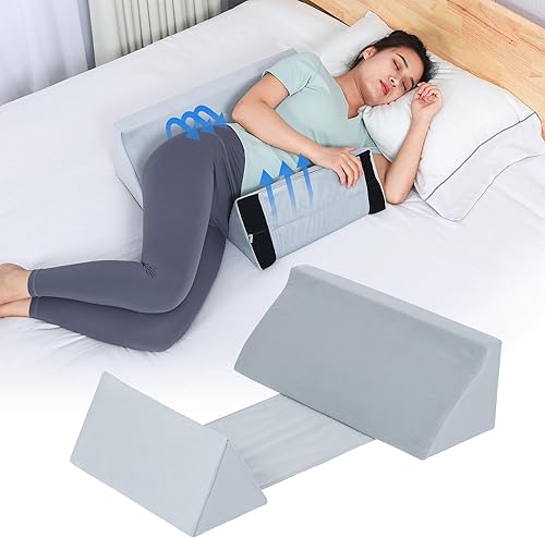 Fanwer Almohada de cuña para dormir de lado, almohada de espalda para dormir de lado, cuñas de cama y posicionadores corporales para después de la