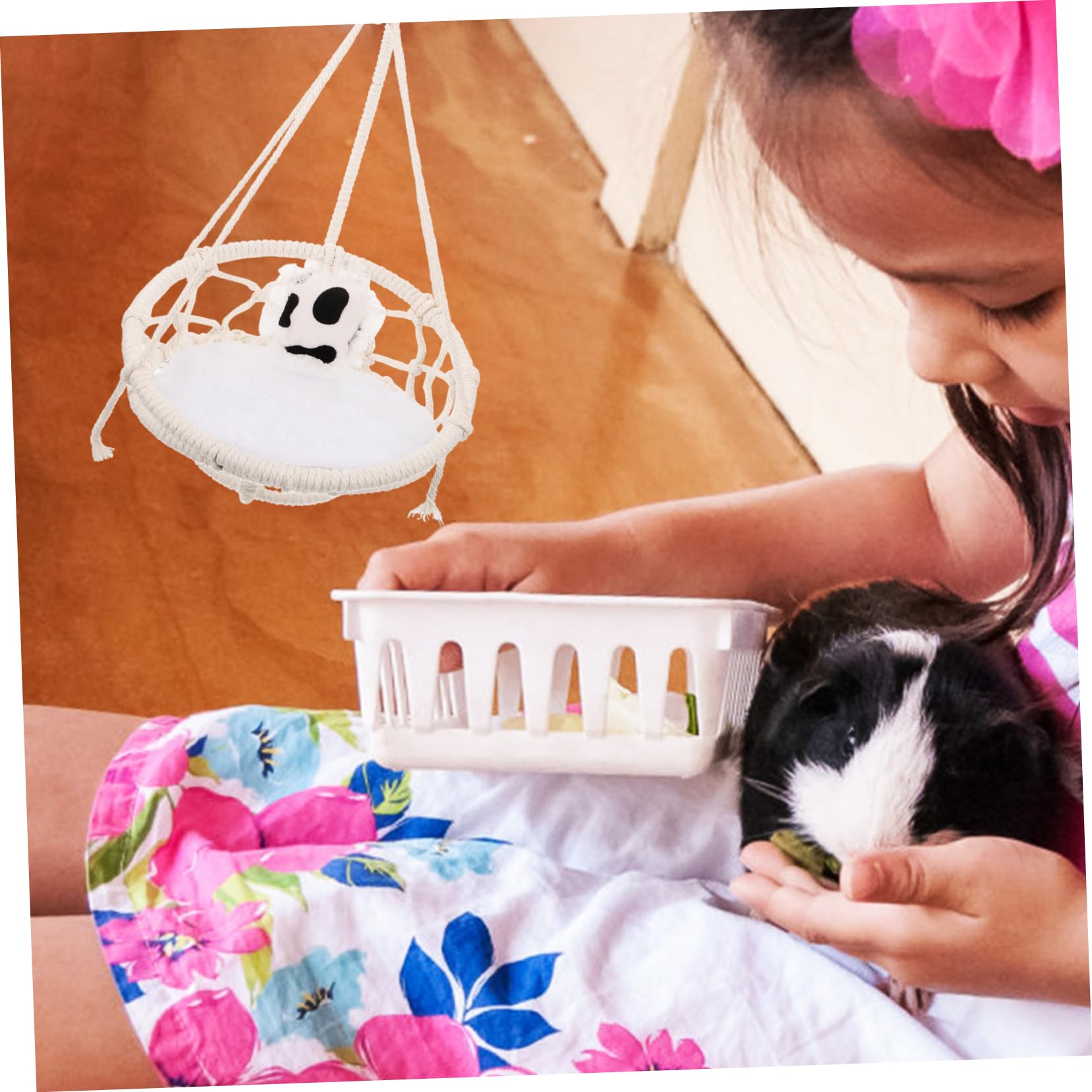 Hamster Hängematte Beige aus Baumwollseil für Ratten und Sugar Glider