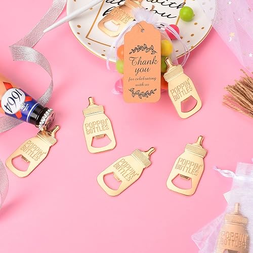 Miniatura 5 de KaGrbves 24 piezas de regalos de baby shower para invitados, diseño Poppin, abrebiberones, regalos de devolución o recuerdos con etiquetas de regalo