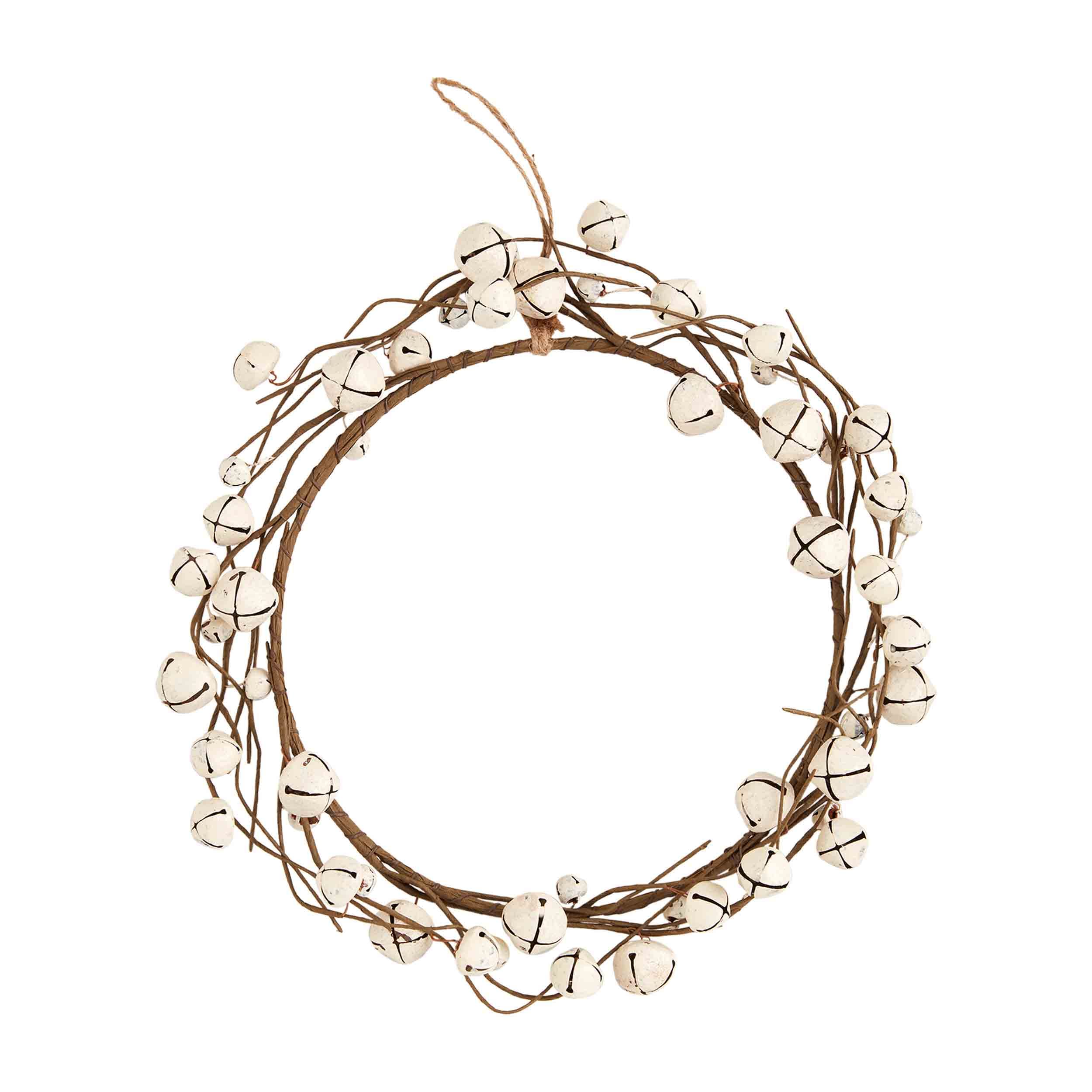 Mud Pie White Jingle Bell Wreath, 16" Dia