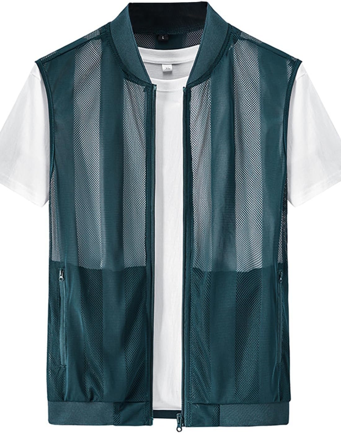 Flygo Men's Summer Casual Lightweight Breathable Mesh Cycling Travel Zip Vest