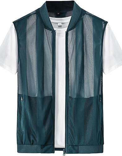 Flygo Chaleco casual de verano para hombre, ligero, transpirable, malla transpirable y con cremallera