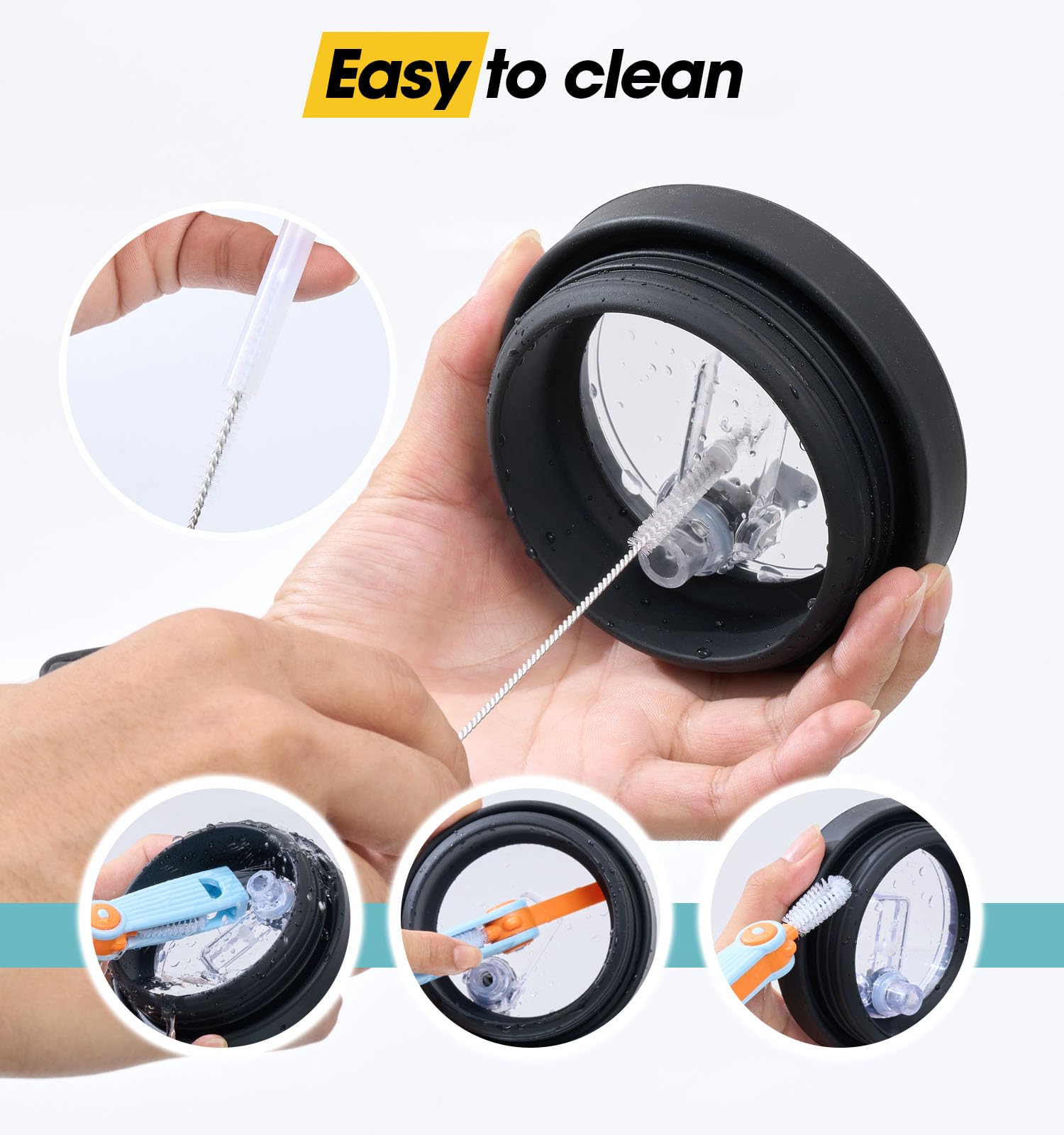 Replacement Flip Straw Lid For 40 Oz Stanley Cup – Leak-Proof Silicone Cover With Cleaning Brush (Color Match) - View #8