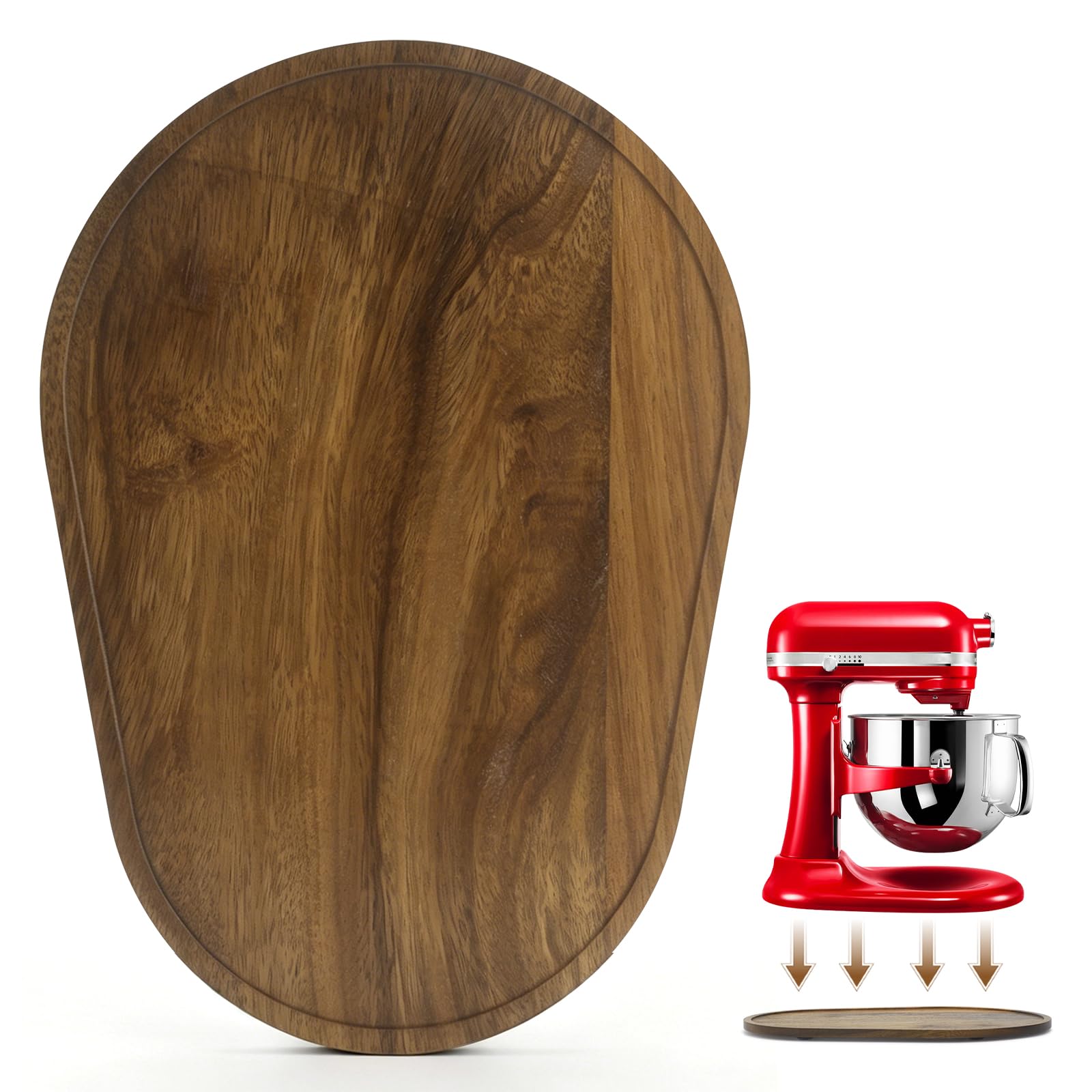 Solid Walnut Wood Mixer Slider Mat for KitchenAid 5-8 Qt Bowl Lift Mixer