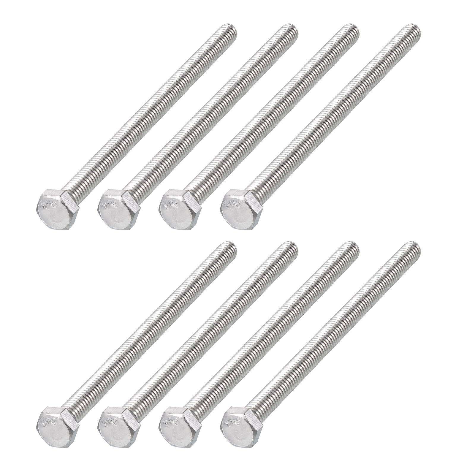 METALLIXITY Hex Head Bolts (5/16-18 x 5-1/2") 8Pcs, 304 Stainless Steel 18-8, Fully Threaded, External Hex Drive