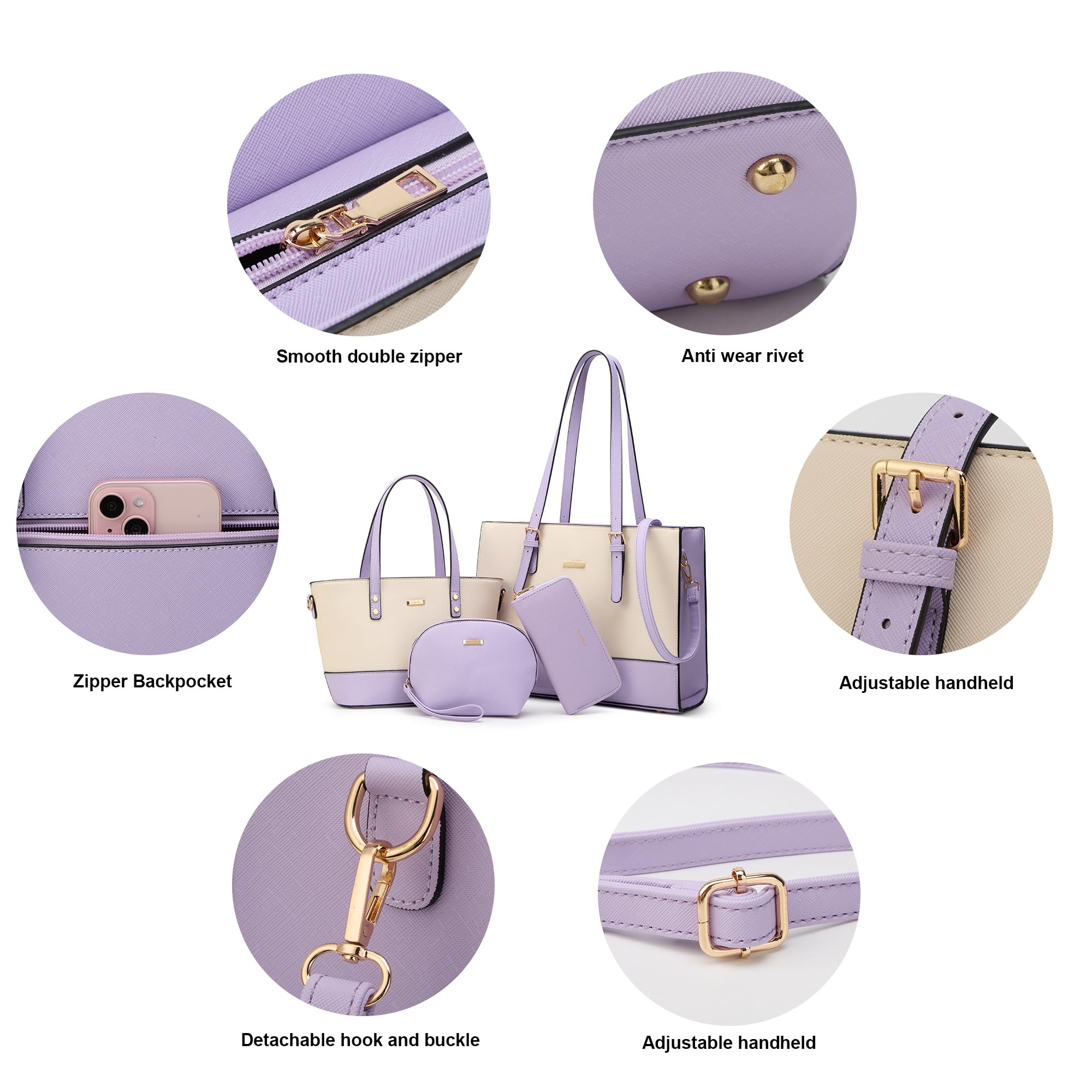 Modische Damen-Handtaschen, Tragetasche, Schultertasche, Tragegriff oben, Geldbörsen-Set