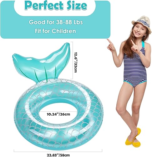 Miniatura 3 de HeySplash Pool Floats Kids, Inflatable Swimming Ring Swim Tube Floaties, Summer Water Fun Beach Party Swimming Pool Toys for Kids Children Water