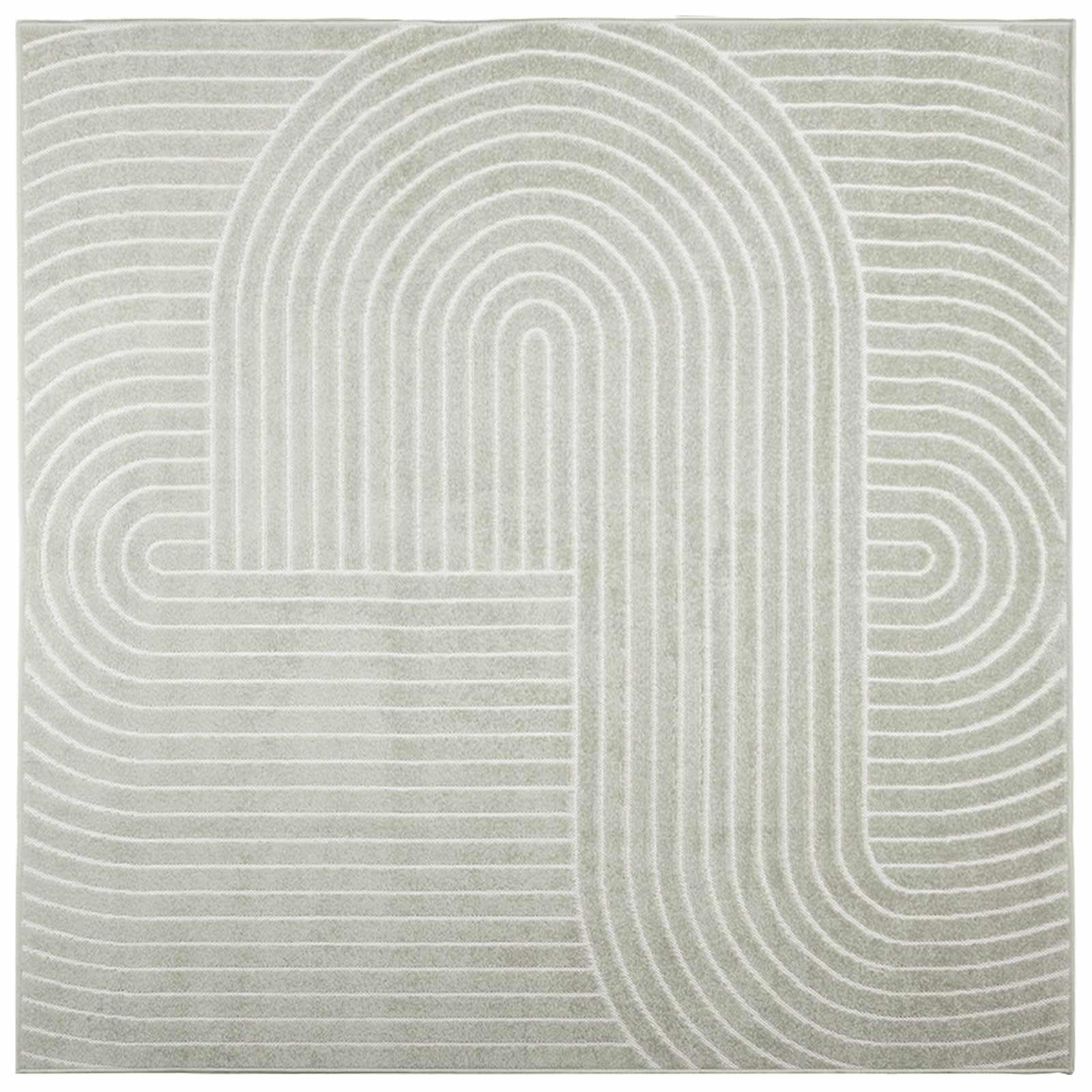 Tapis 200 x 200 cm vert PALMERAS - Tapis doux carré en polyester - Tapis à poils courts antidérapant pour salon, couloir et terrasse - Lavable en machine et insonorisant