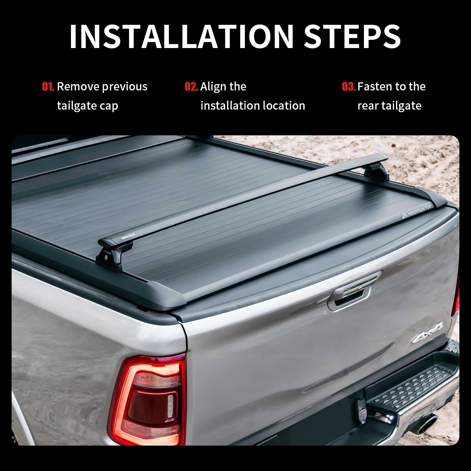 Tailgate Spoiler Cap Molding for Ram 2500 3500 2019-2024 Trim Cover 68364364AA image 4