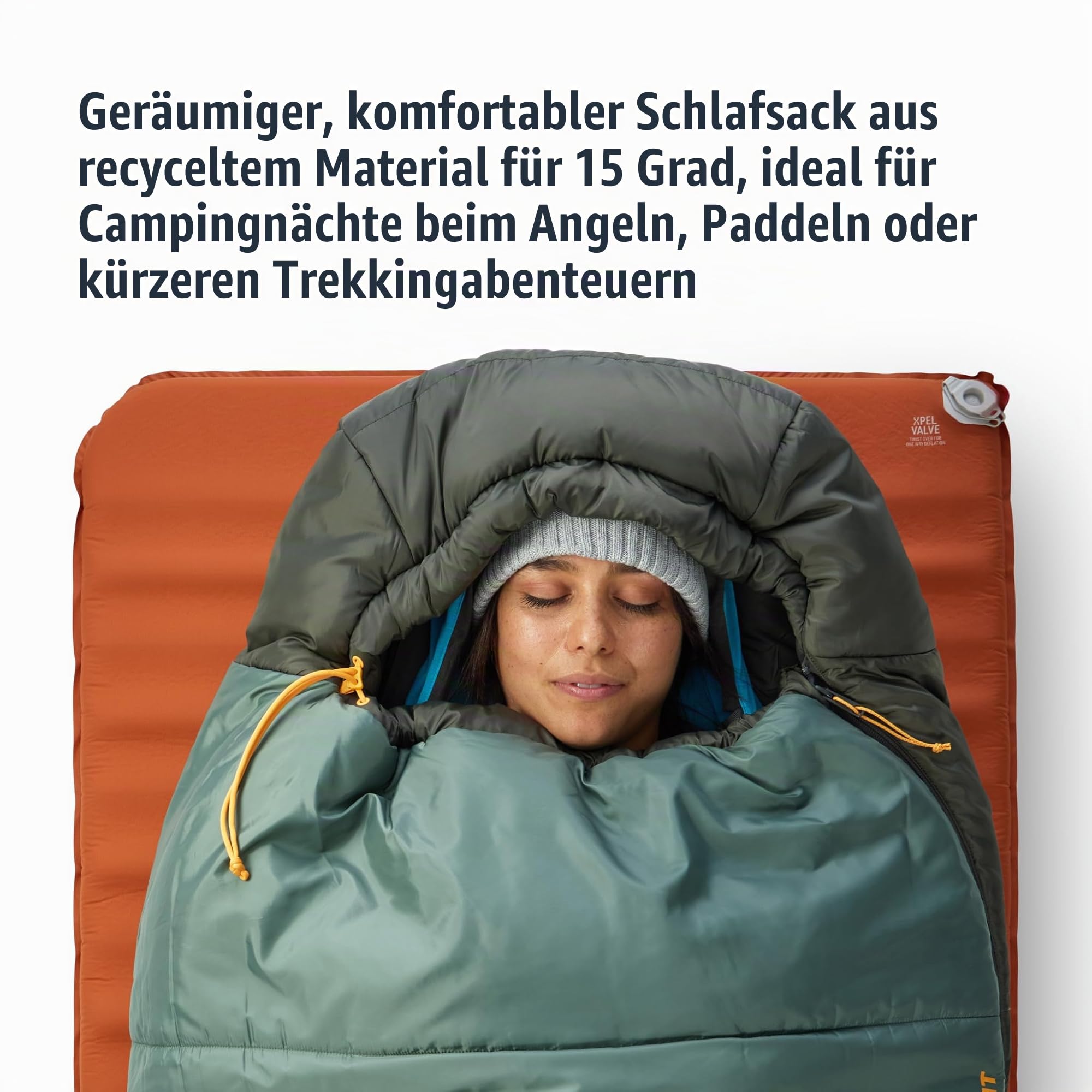 SEA TO SUMMIT - Boab Schlafsack aus Kunstfaser (–9 °C) - Rechteckig - Durchgehender Reißverschluss - Revive Loft-Isolierung - RCS-Recyclingmaterialien - Für Camping & Trekking - Grün