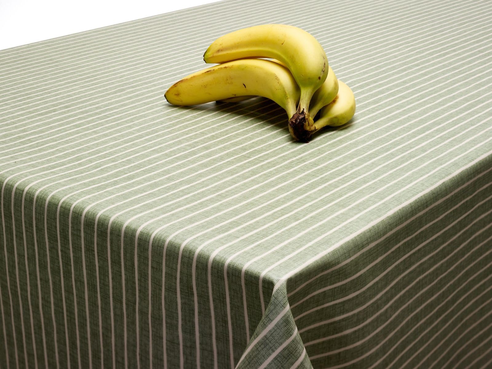 Jolee Fabrics Striped Oilcloth PVC Table Cloth - Wipe Clean Tablecloth Cotton Backing - Durable, Wipeable Table Cloth (Green and White Stripes, Rectangle 132cm x 300cm)