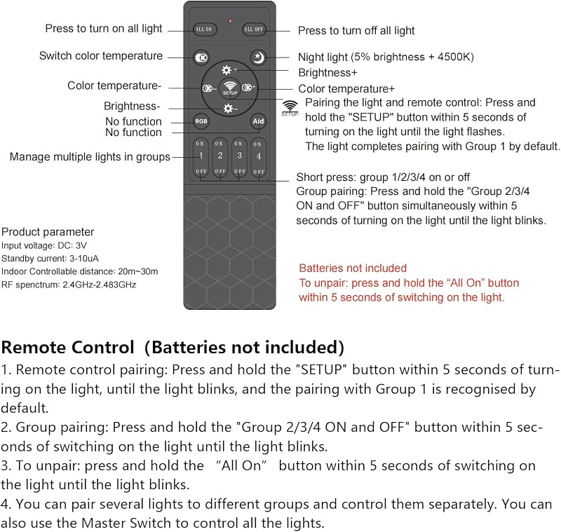 Klighten LED fali lámpa dimmelhető távirányítóval és APP vezérléssel, 61cm, 20W, fehér
