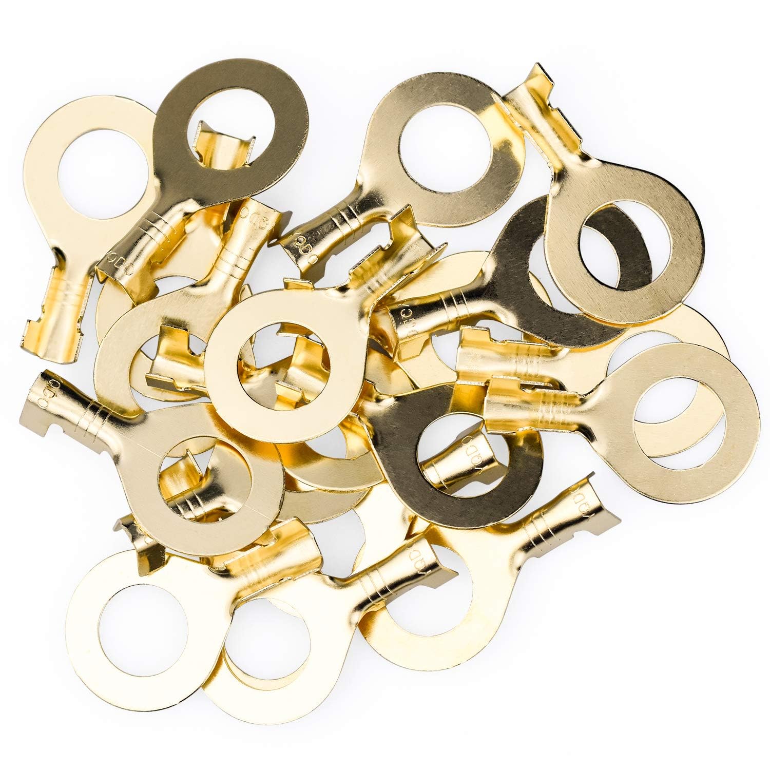 KASTWAVE Ring Terminal Car Connectors, Connectors Assortment Kit, Mixed Quick Disconnect Electrical Insulated Butt, Lugs Brass Crimp Cable Connector Wire M3 M4 M5 M6 M8 M10