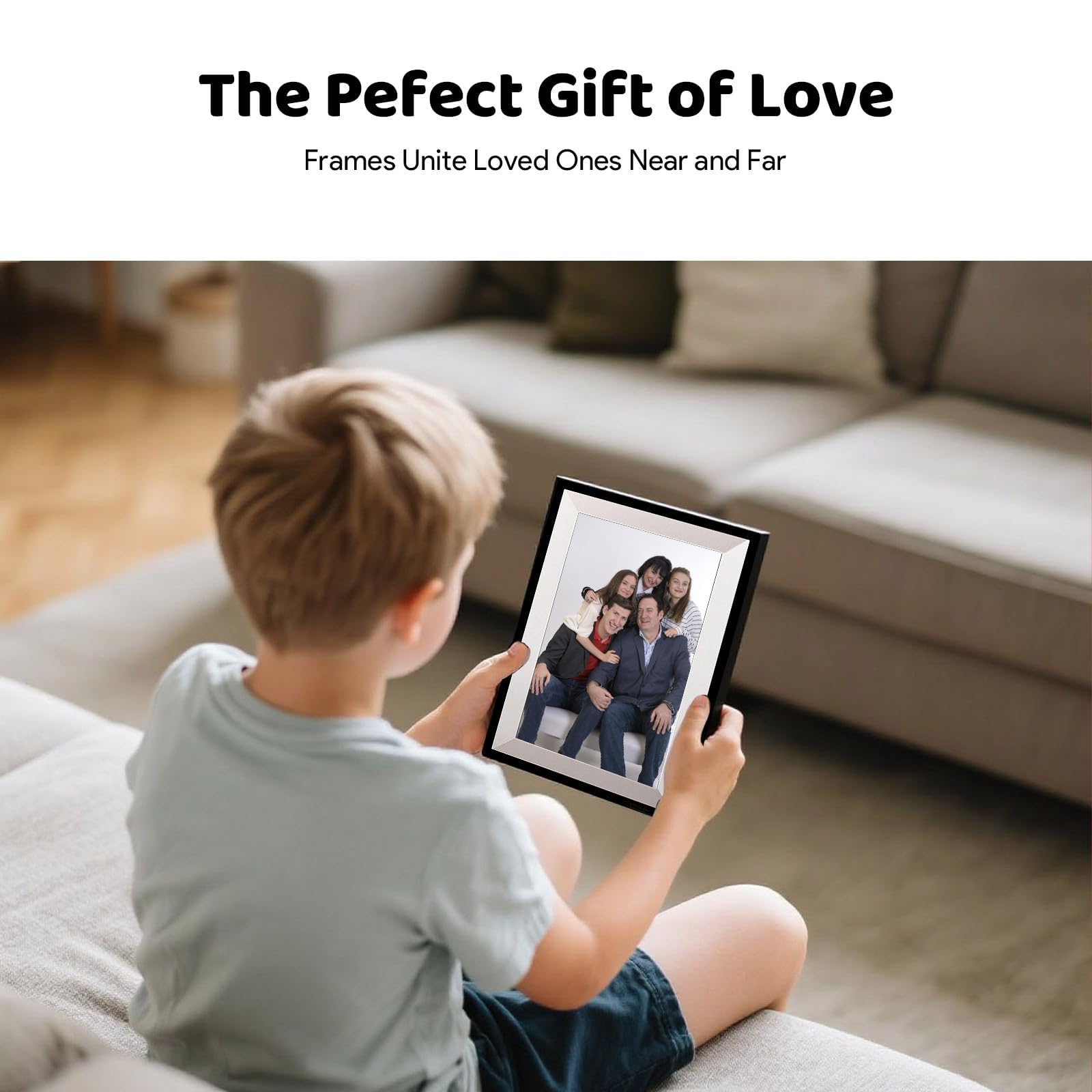 Frameo Cadre Photo Numérique WiFi 10,1 Pouces, Mémoire 32 Go, HD 1280x800 IPS Écran Tactile, Auto-Rotation Support Multilingue, Montage Mural, Partage de Photos Vidéos Via Frameo APP