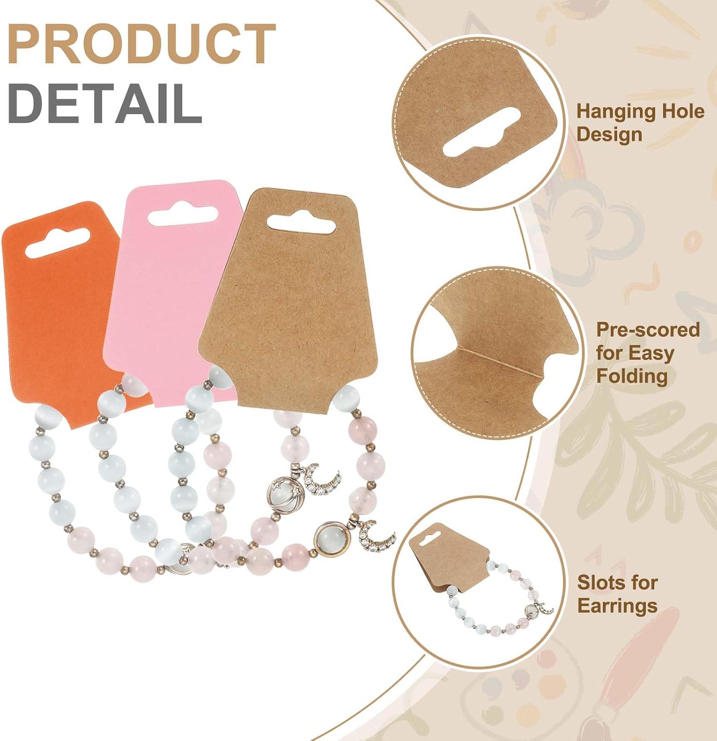 PATIKIL Necklace & Bracelet Display Cards 100 Pcs Jewelry Blank Card Holder Jewelry Packaging for Hanging Necklaces Chokers Earrings Hair Band (Light Pink/Rose Red, 5x2 Inches) image 3
