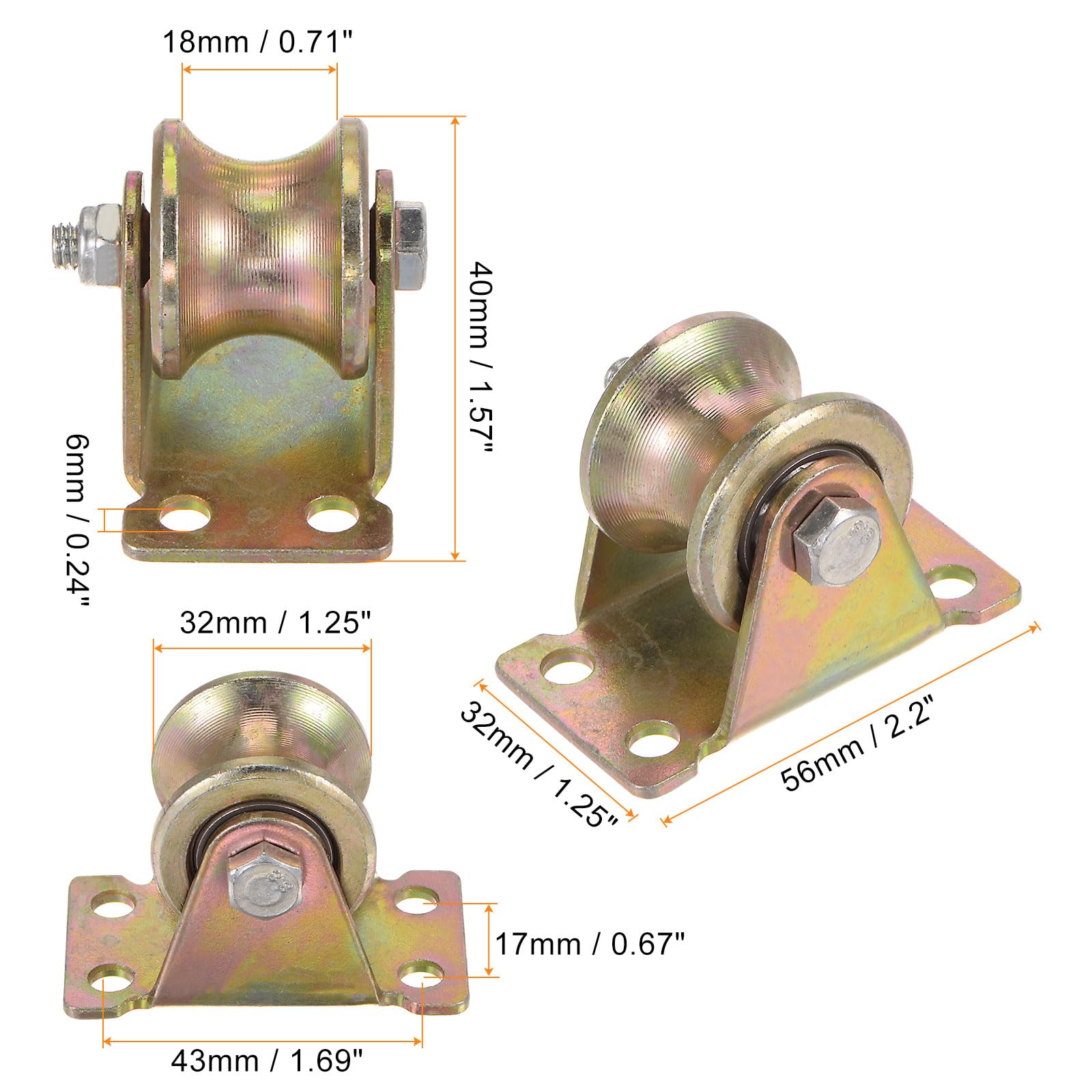 HARFINGTON 4pcs U Groove Caster 1.25