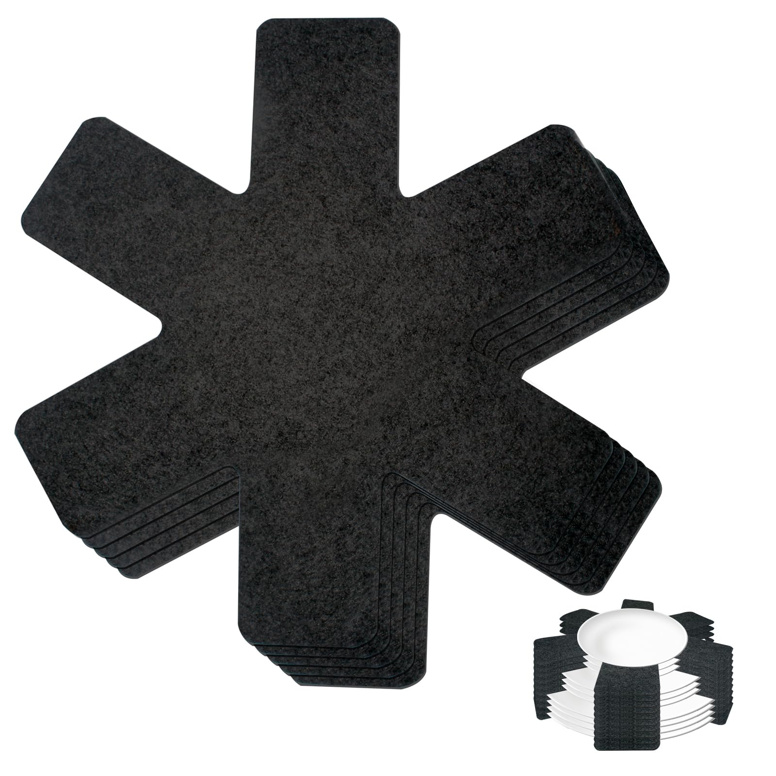 5 Piece Pot Pan Protectors for Stacking, Pan Separators Pads Anti-Scratch Pan Pot Protectors Non-Slip Pot Dividers Pads Stacking Pan Protectors for Protecting and Separating Pot and Pan Black